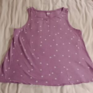 Old Navy Everywhere LG Muscle Shirt Purple With White And Black Flowers Good Con